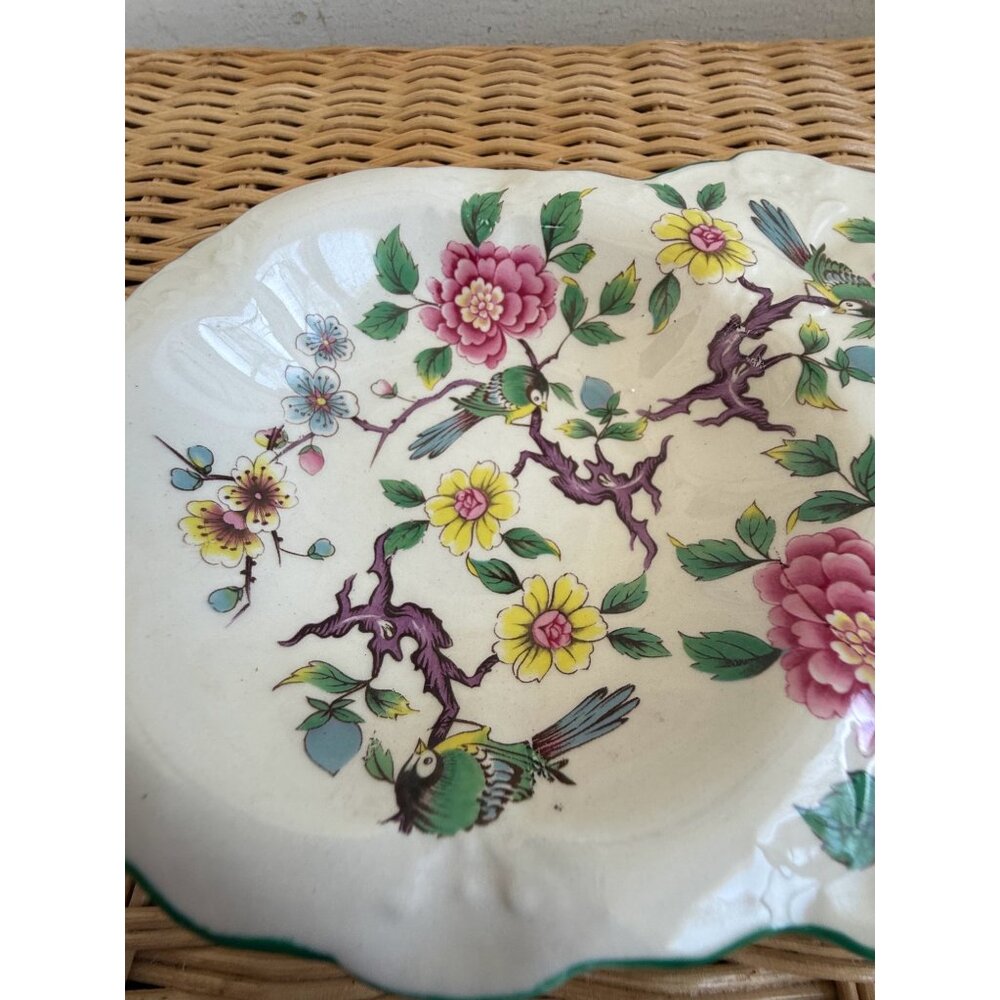 Vintage 50's James Kent Foley Staffordshire Chinese Rose Divided Dish Birds - Picture 6 of 11